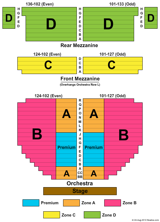 John Golden Theatre End Stage Zone Seating Chart